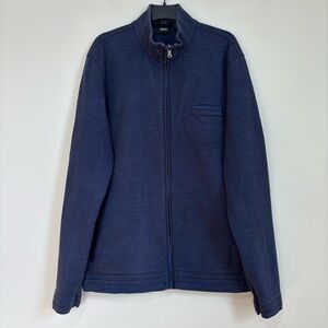 HUGO BOSS Men's XL Navy Jacket Full Zip Regular Fit Light Ribbed Long Sleeve
